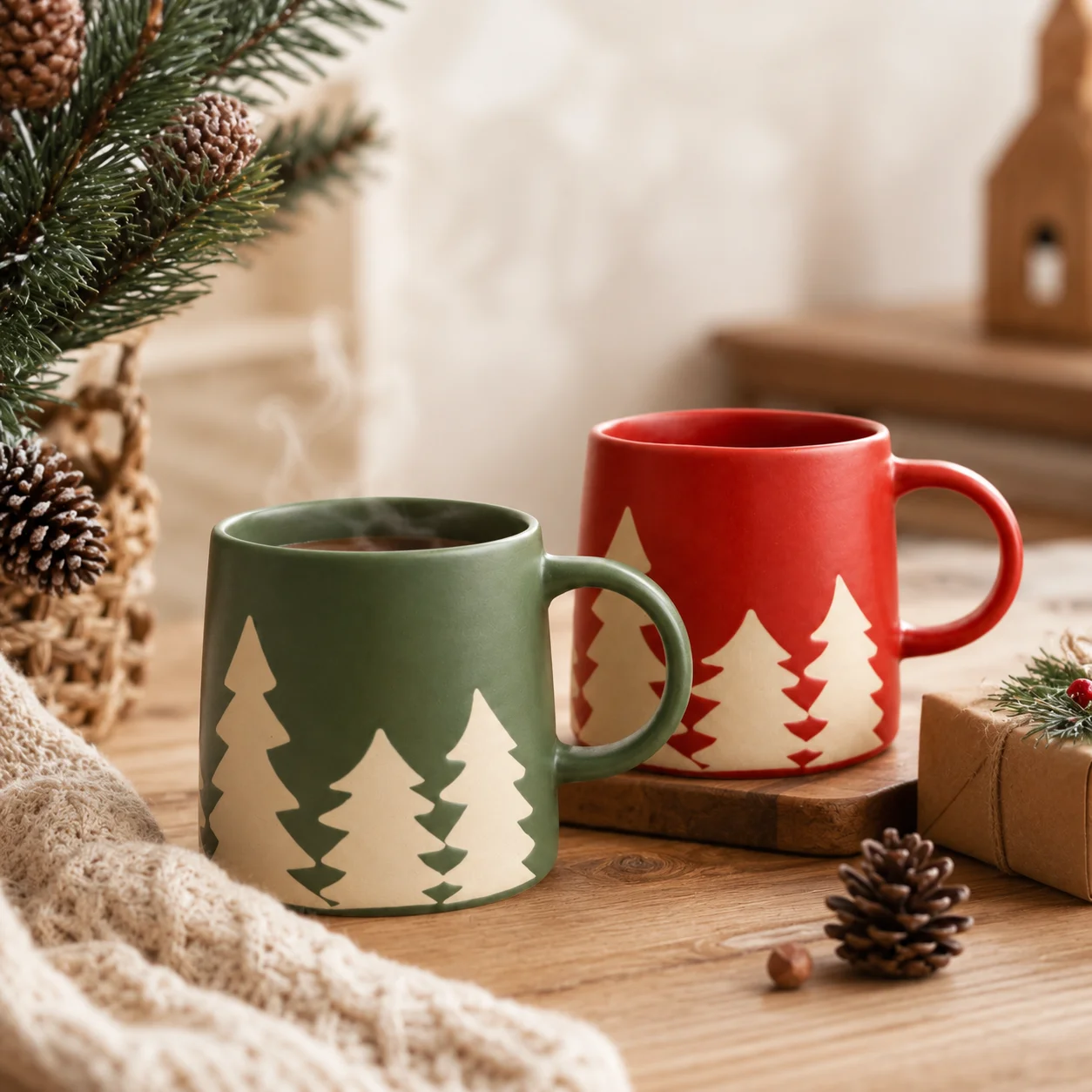 Bring the Magic of Christmas Home with Our Stoneware Tree Mug Collection